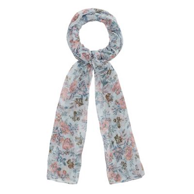 Light blue floral print scarf